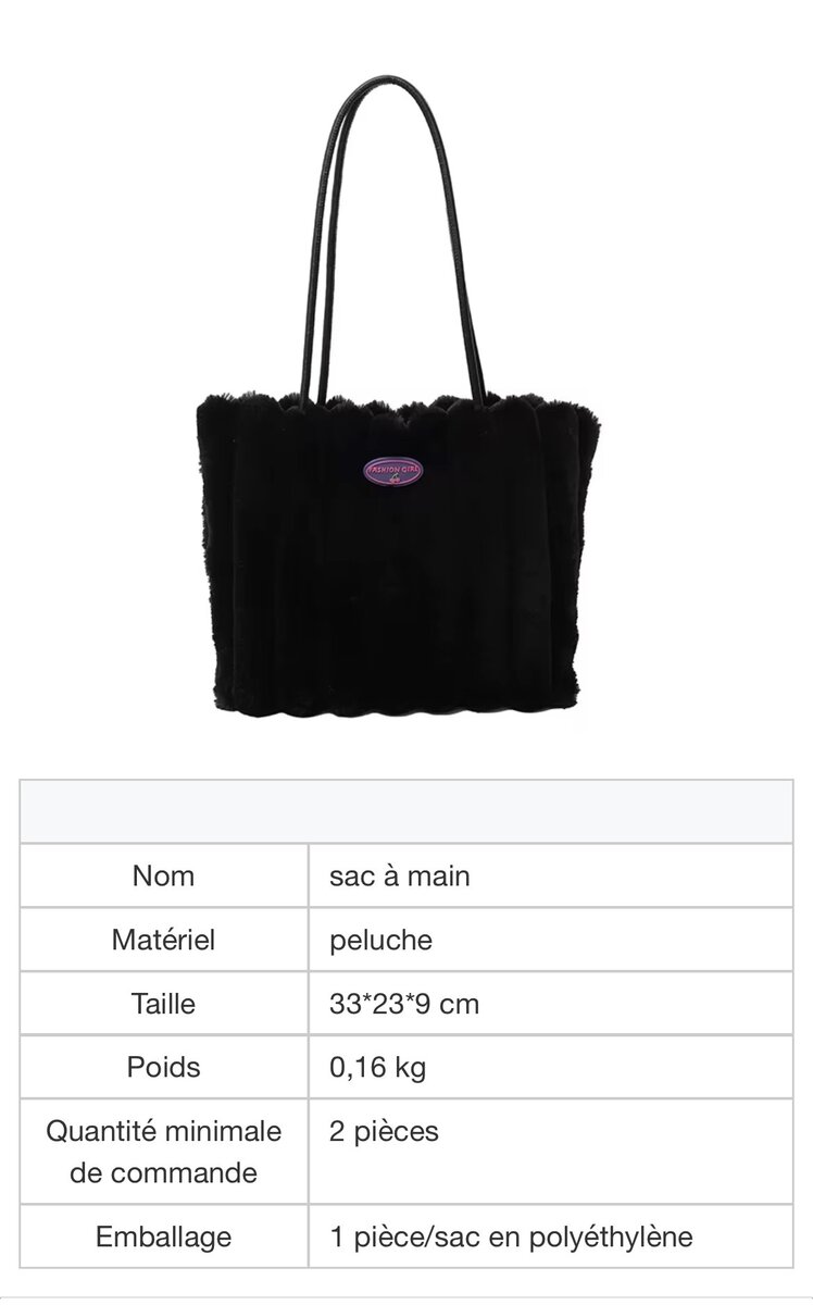 Sac à main peluche élégant