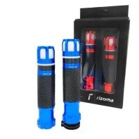 Universal Rizoma LED Rubber Aluminum Motorcycle Handle Bar Soft Grips Throttle Grip CNC LED RS-30 7/8" 22mm - BLUE