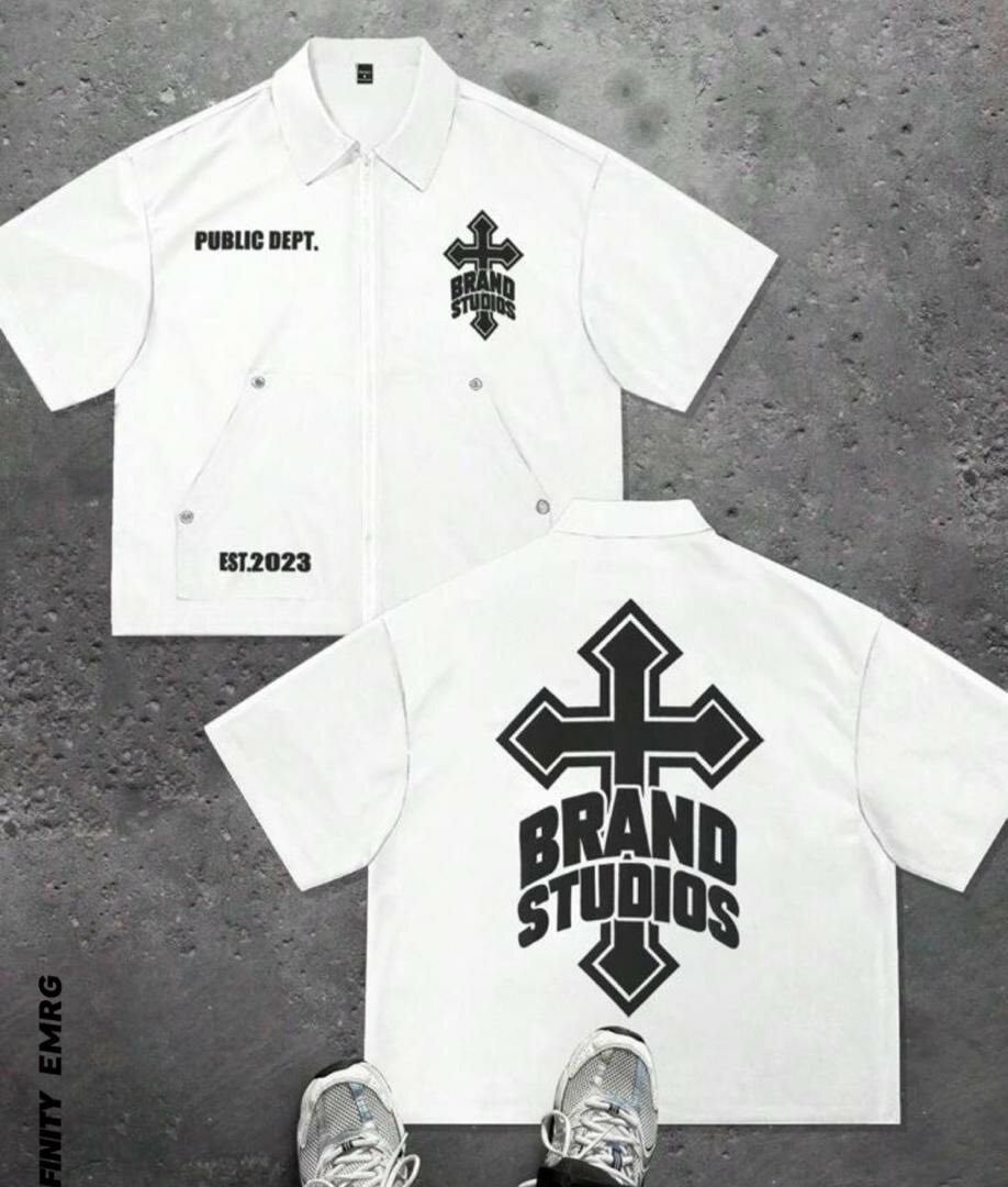 Chemise noire unisexe décontractée