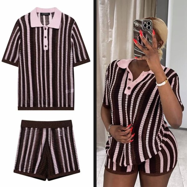 Ensemble Polo Rayé Décontracté