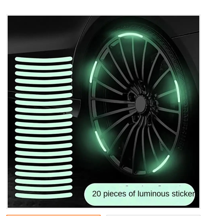 20 Pcs Car Wheel Hub Sticker Tire Rim Strips Luminous Sticke