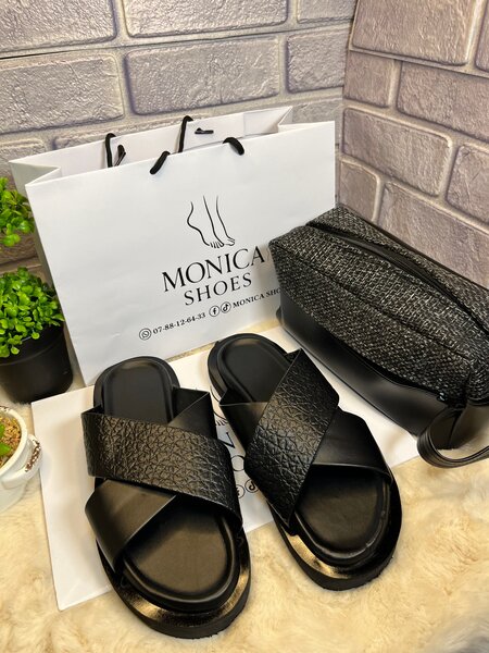 Sandales Croisées Noires homme