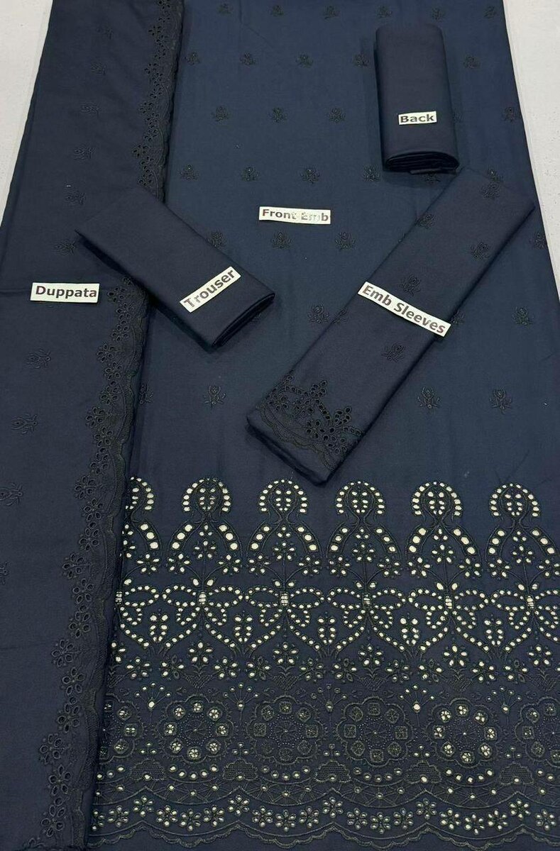 Bint e Naz Dhanak Unstich 3pc suit Embroided+Boring