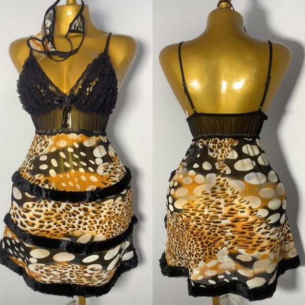 Robe nuisette sexy léopard