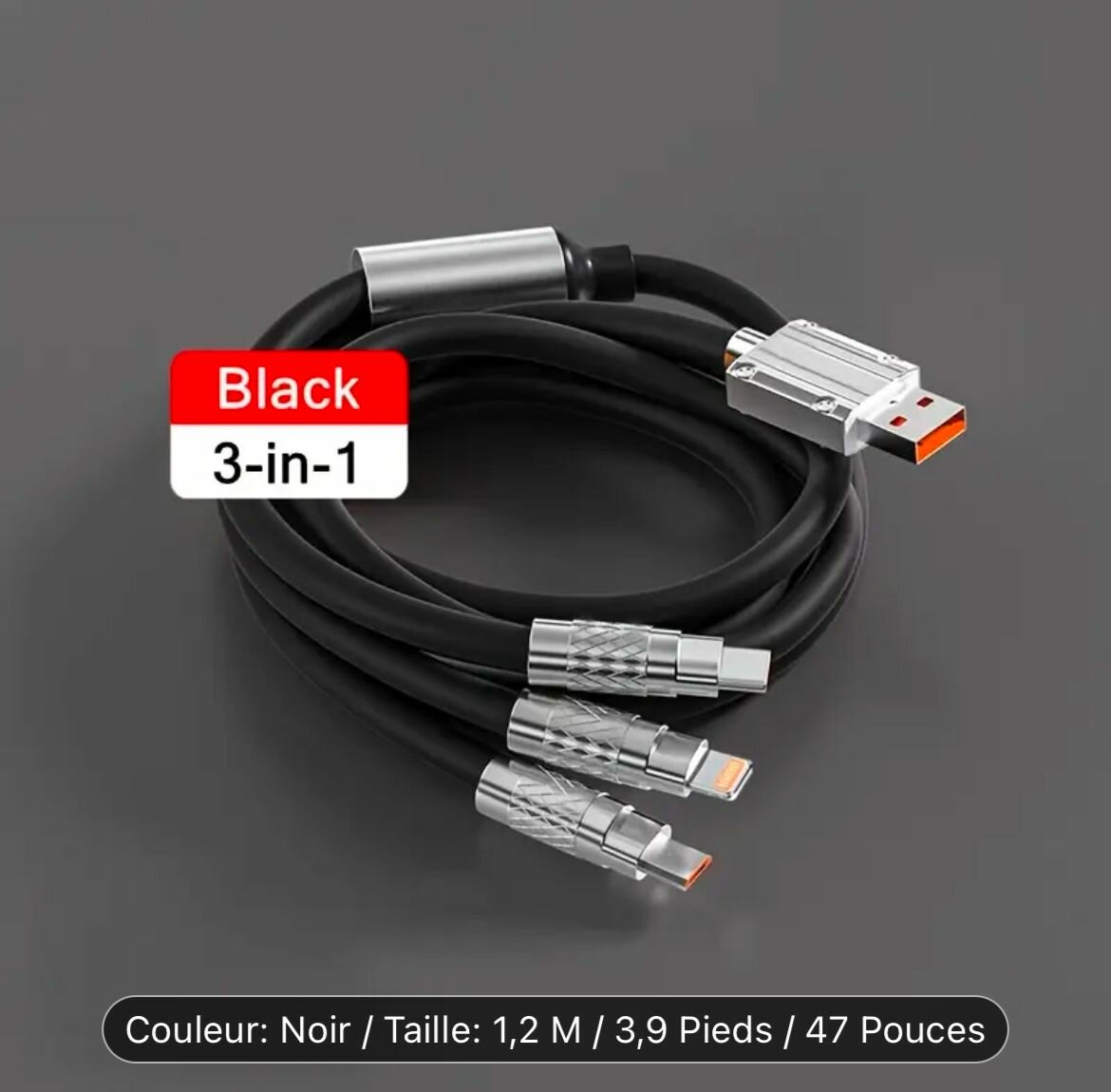 Câble USB 3-en-1 Magnétique