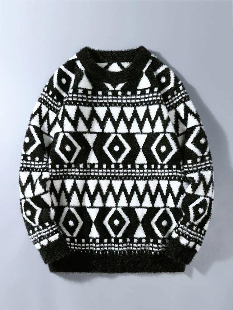 Pull en laine motif géométrique