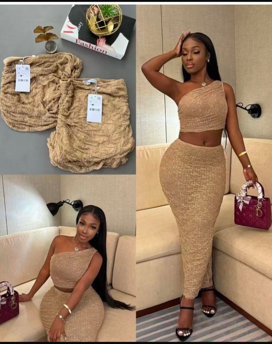 Ensemble élégant femme or