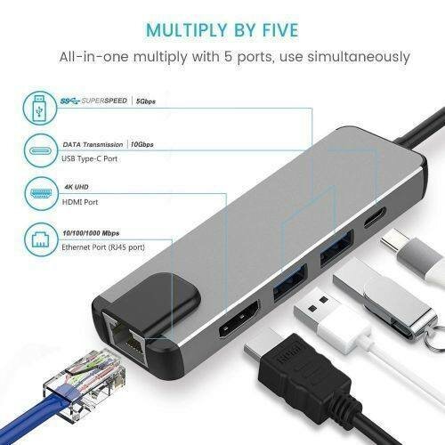 Adaptateur USB - HDMI Rj45 - Argent