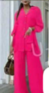 Costume femme avec pantalon palazzo large et chemise boutonnée fuchsia