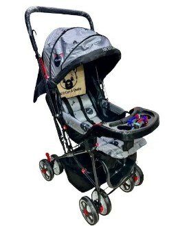 2 in 1 Handle Baby Pram 8 Big tiyers New Born to Toddler Baby ( Multicolor )