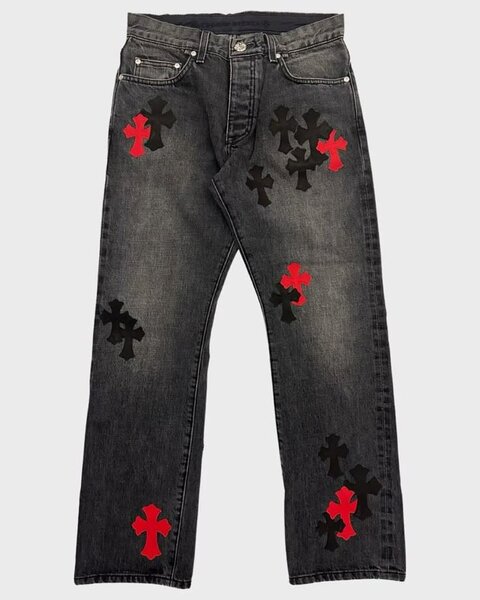Jeans en denim patch croix