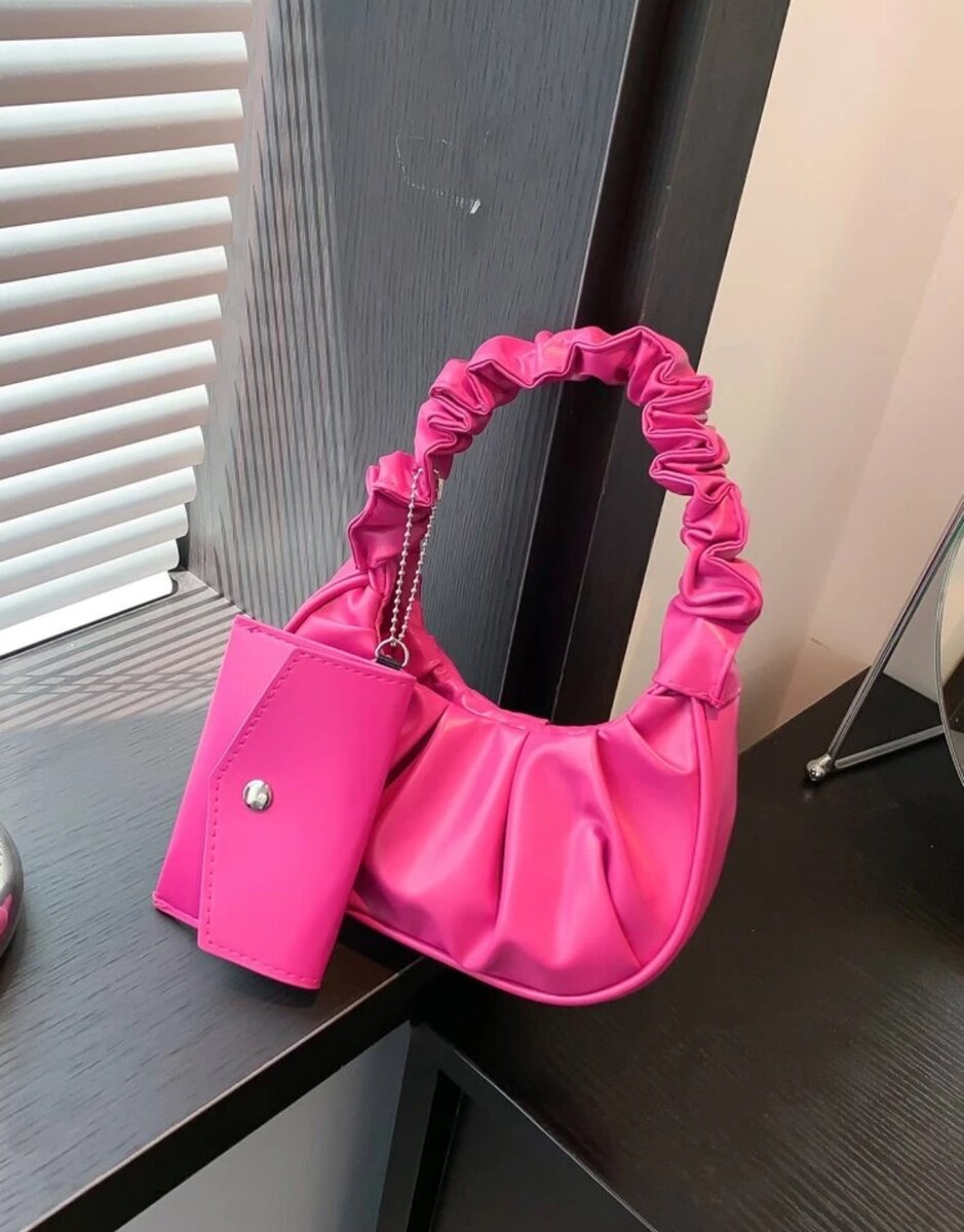 Mini pink bag with a card holder