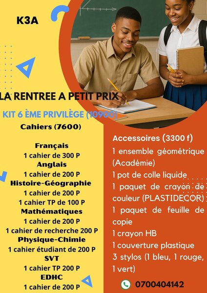 Kit scolaire 6ème complet