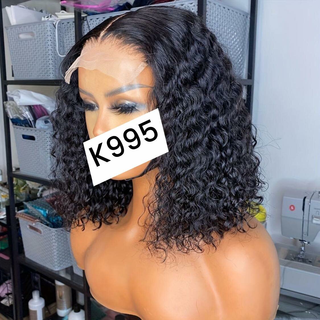 wig long curly black