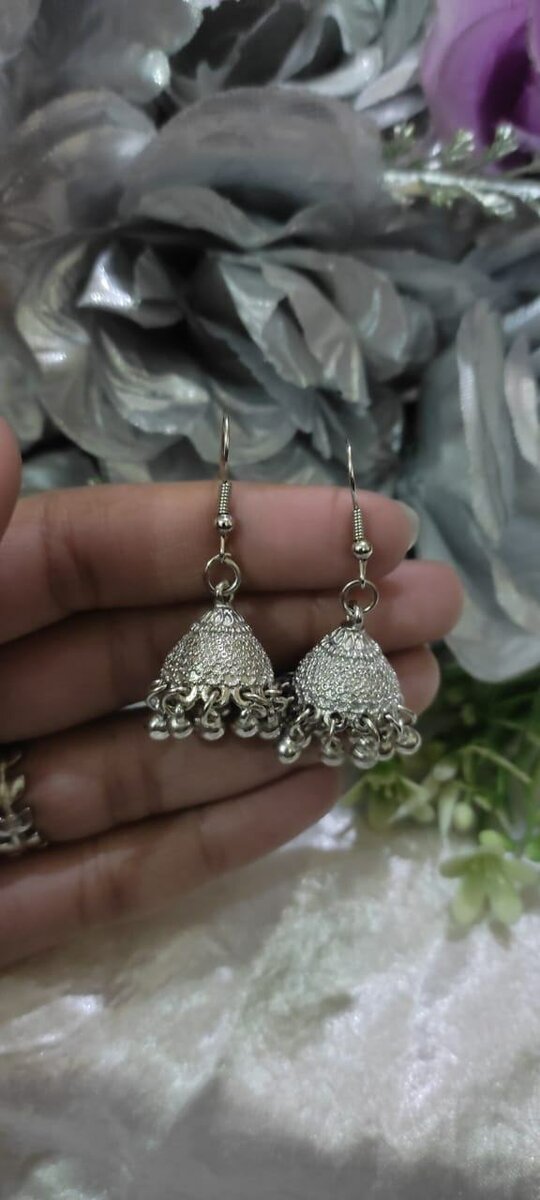 Silver Oxidized Jhumka Earrings Bahubali Small Jhumki Classi