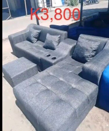 Sofa + chair bed set, blue