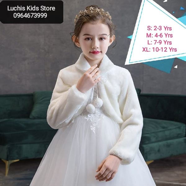 Kids' winter, white, elegant faux fur cape