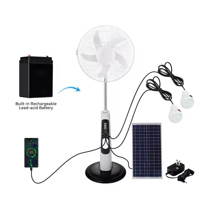 Solar Rechargeable Fan with LED lights