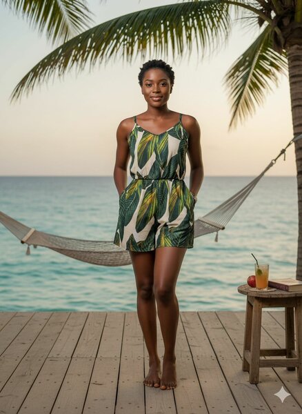 Combinaison à motif tropical femme