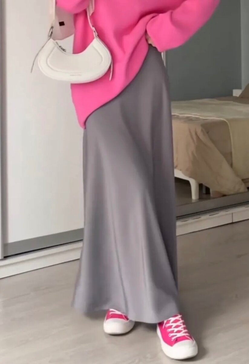 Атласная юбка макси