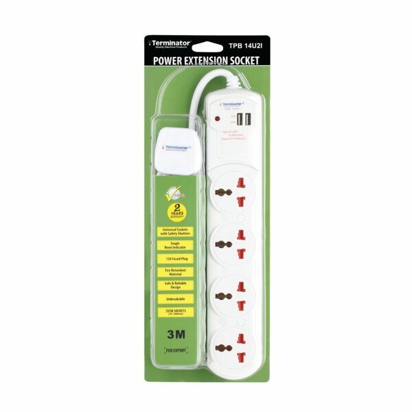 4 Way Extension Lead (2USB)