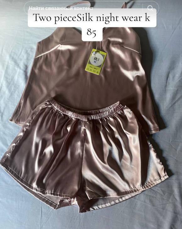 Women's Silk Pajamas, Top and Shorts