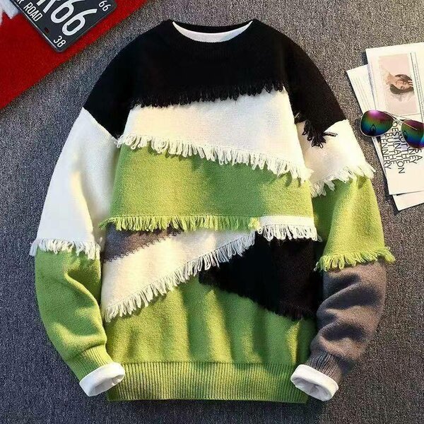 Pull à franges coloré tendance