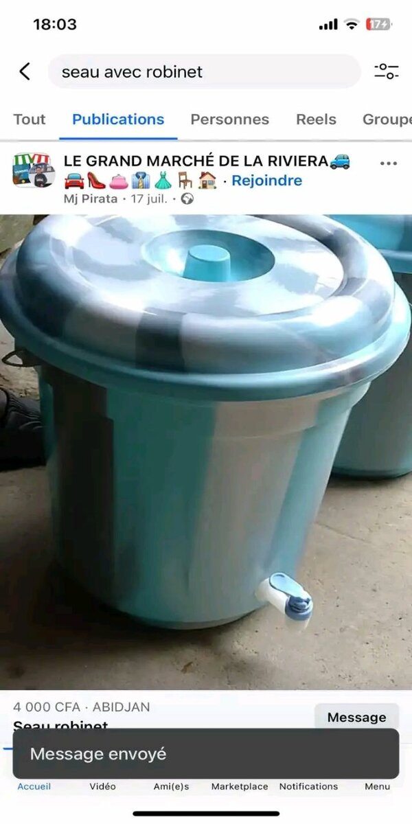 Seau avec robinet pratique