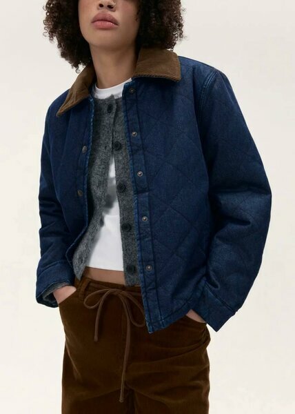 Blue quilted jacket for women