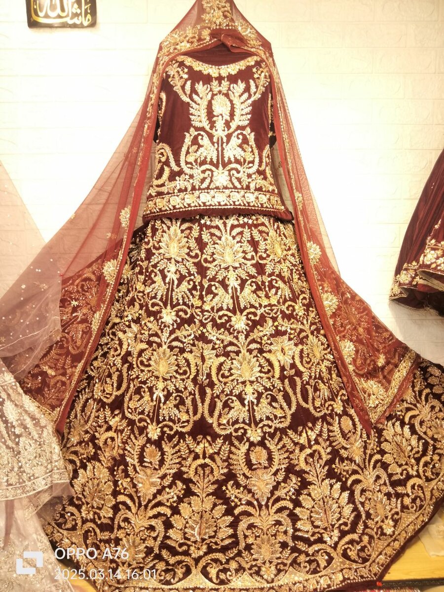 Wedding lahnga red at velvet fabric