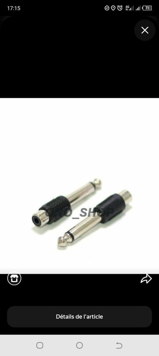 Adaptateur Audio Jack 6,35 mm
