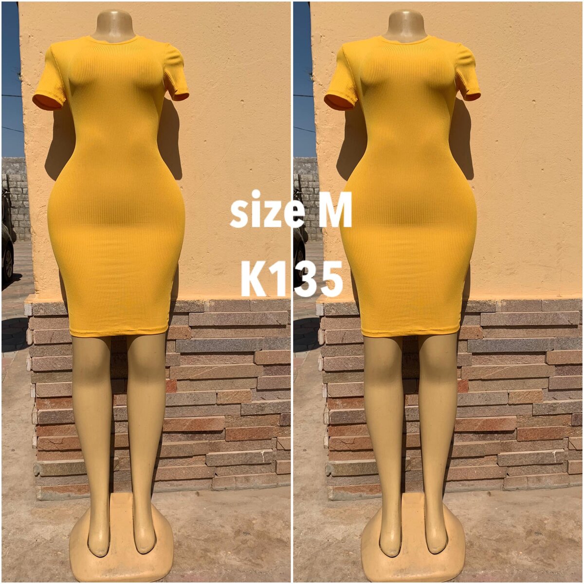 Dress yellow tight, size M
