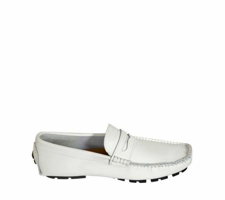 Mocassins blancs en cuir homme