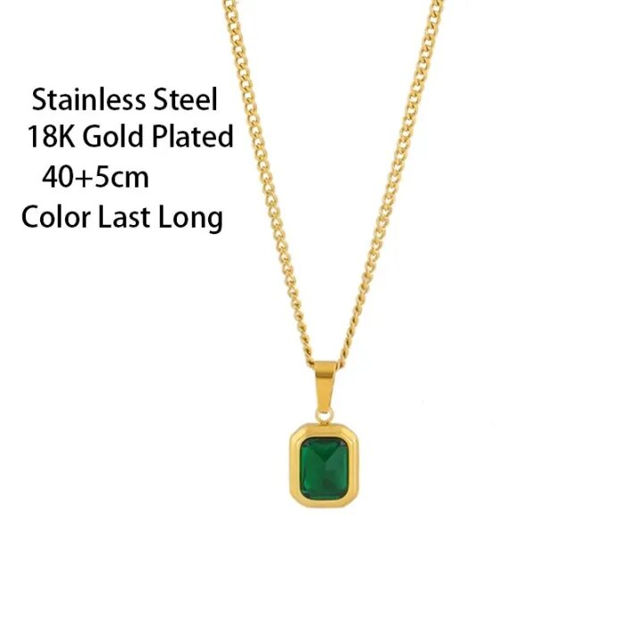 Rectangular stone ss pendant