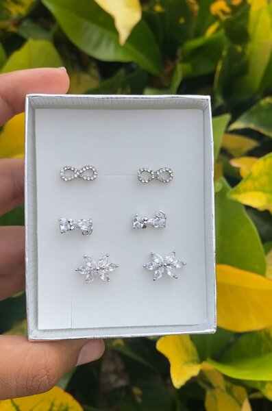 A set of silver earrings