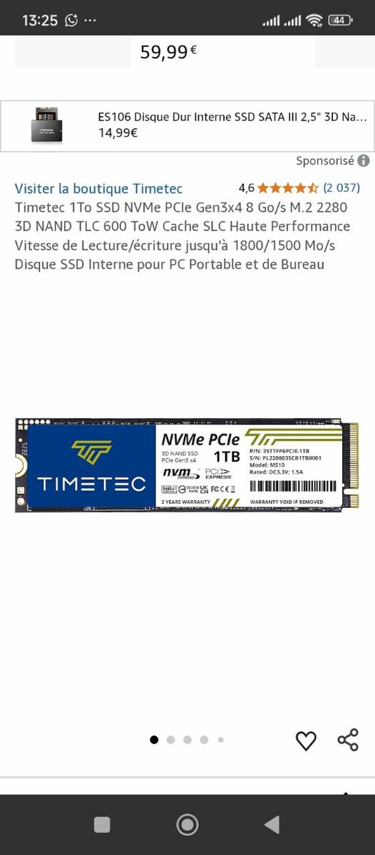 SSD Timetec 1TB NVMe M.2