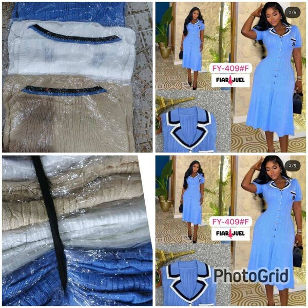 Robe chemise en coton bleu