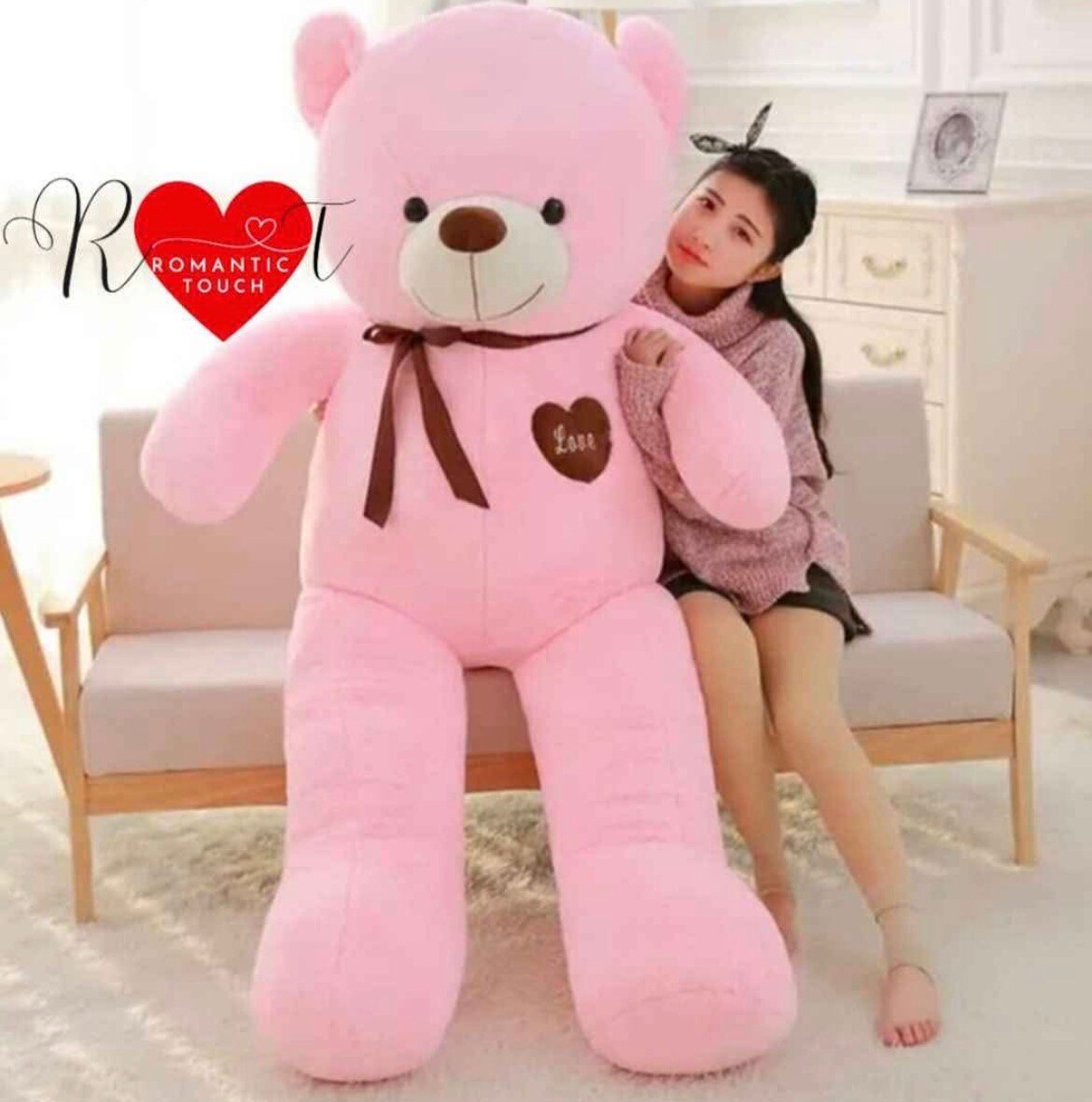 Ours en Peluche Géant Rose