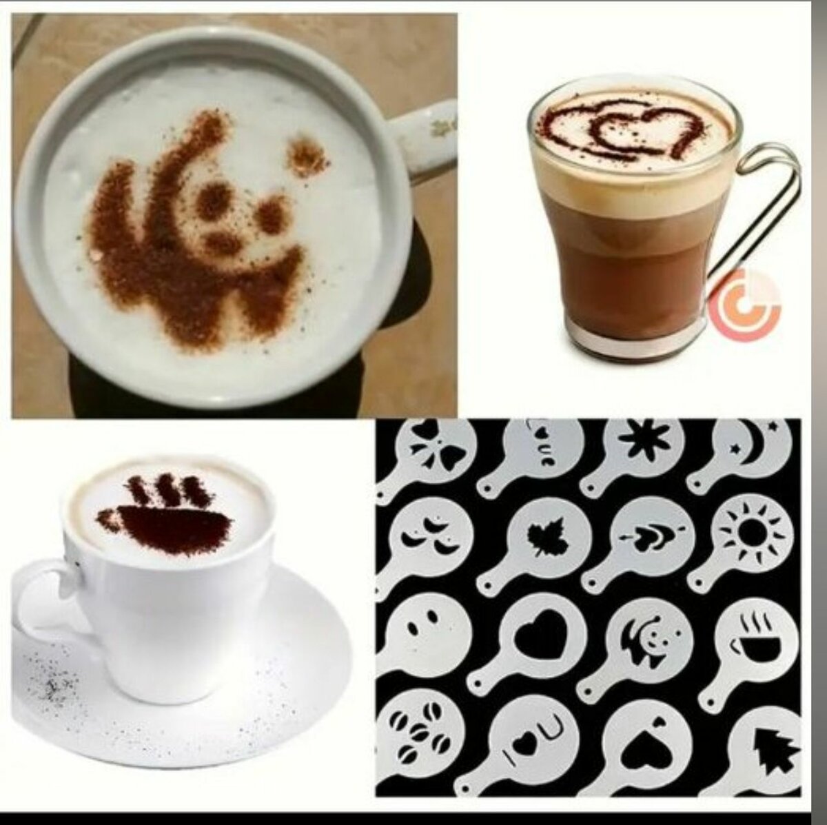 16 PCS stencils de barista en plastique jetable