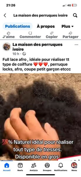 Perruque Afro en Dentelle