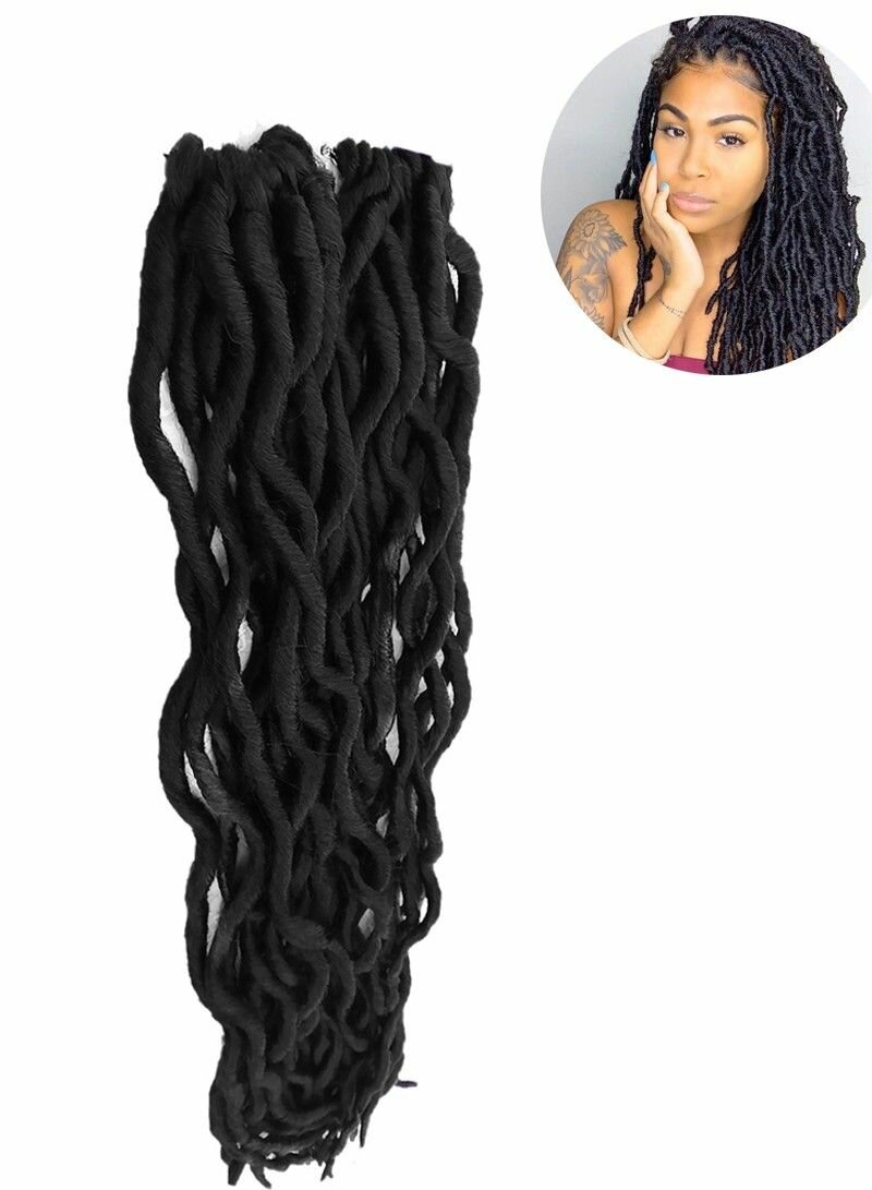 2PCS 18-INCH FAUX LOCS HAIR EXTENSIONS - BLACK