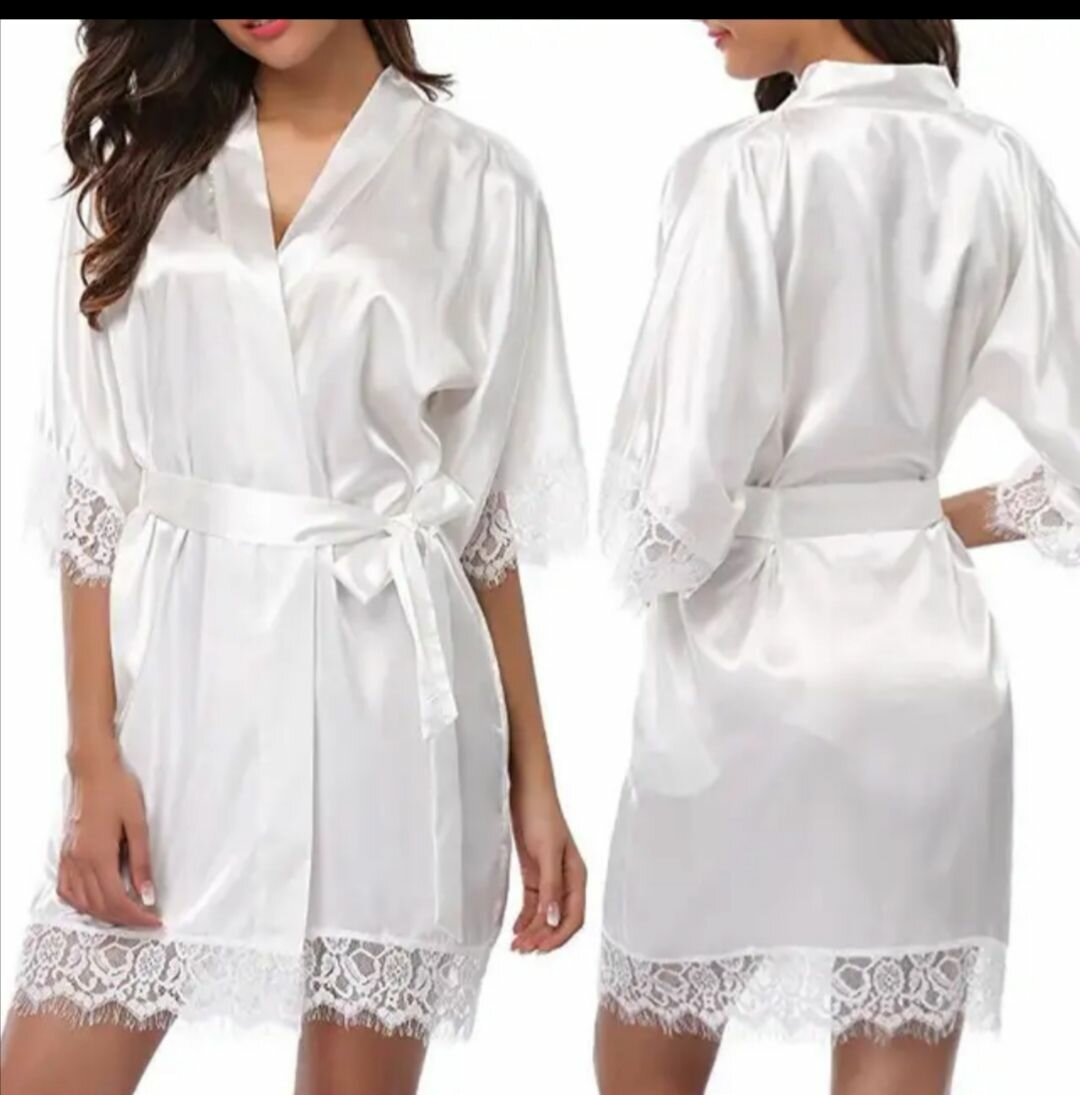 Peignoir satin dentelle femme