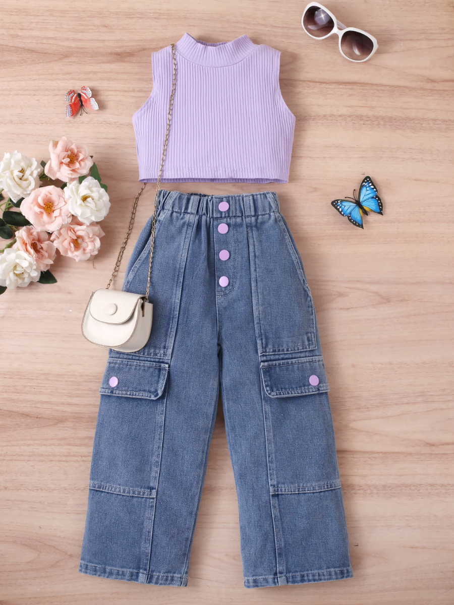 Ensemble fille top et jean