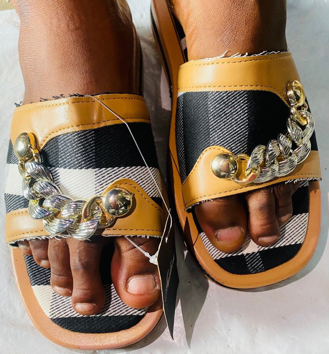 Mules Check Motif Femme