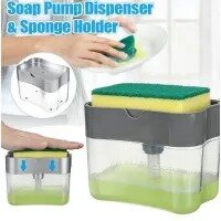 NEW 2 In 1 Scrubbing Liquid Detergent Dispenser Press Type Liquid Soap Box Pump Organizer Sponge Kitchen Bathroom Supplies