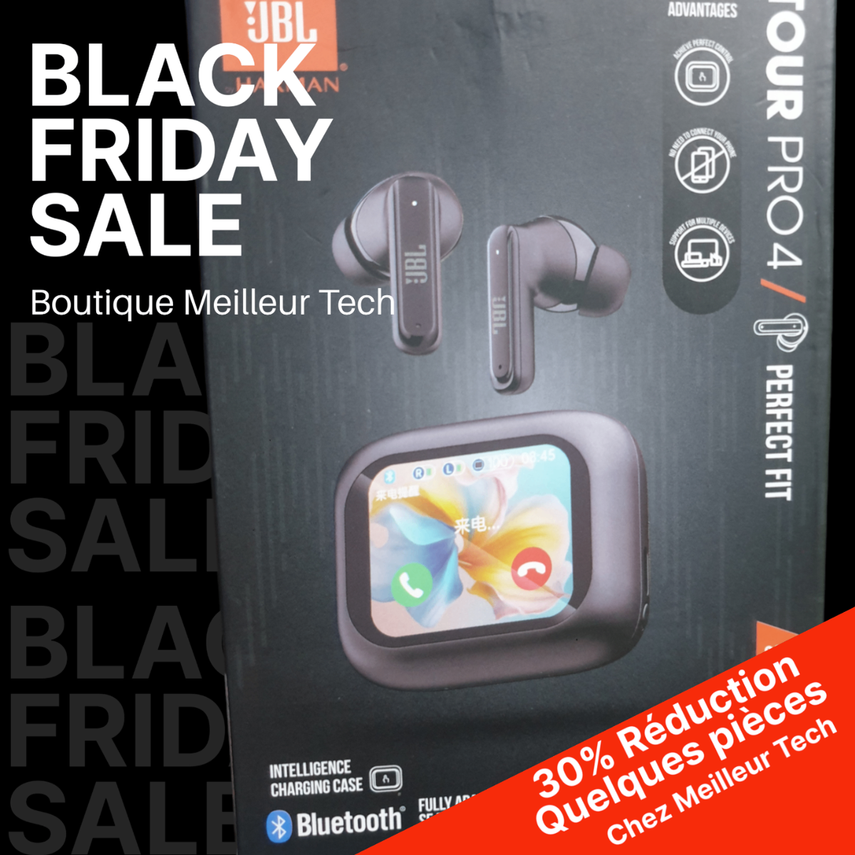 Écouteurs JBL Tour Pro4 - Écran Tactile - 36H Multi fonction