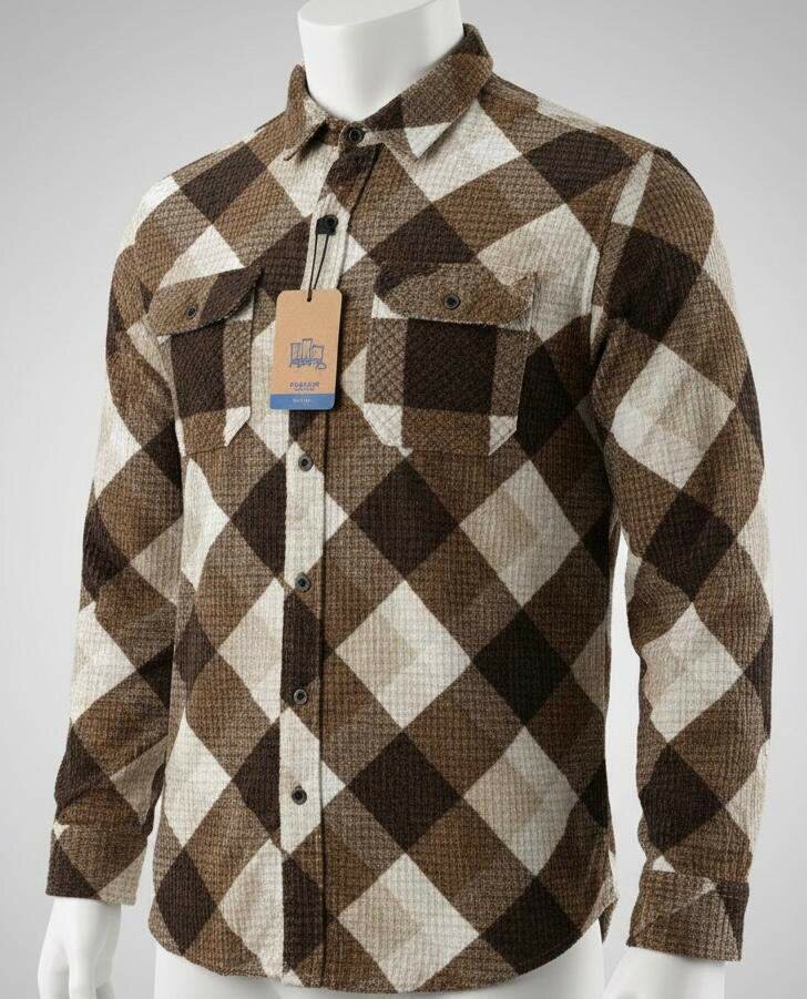 Chemise à carreaux marron homme