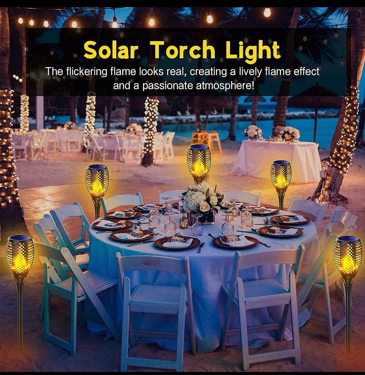 Lumières Flamme Solaire, 1 Pack Lumière Solaire de Torche IP