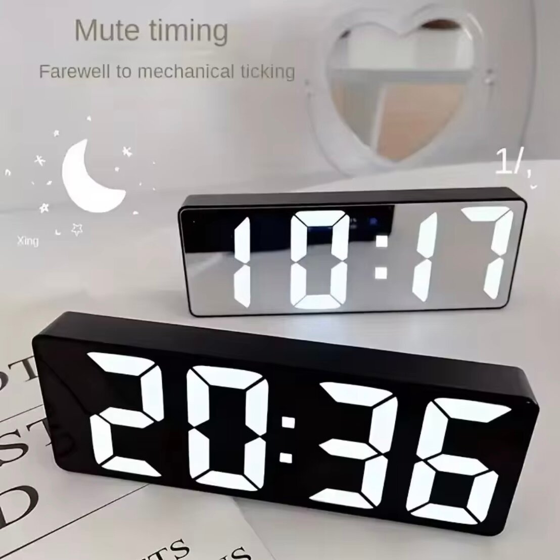 Réveil numérique LED miroir