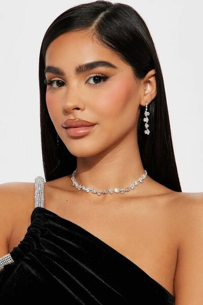 Zircon Silver Neckline with earings